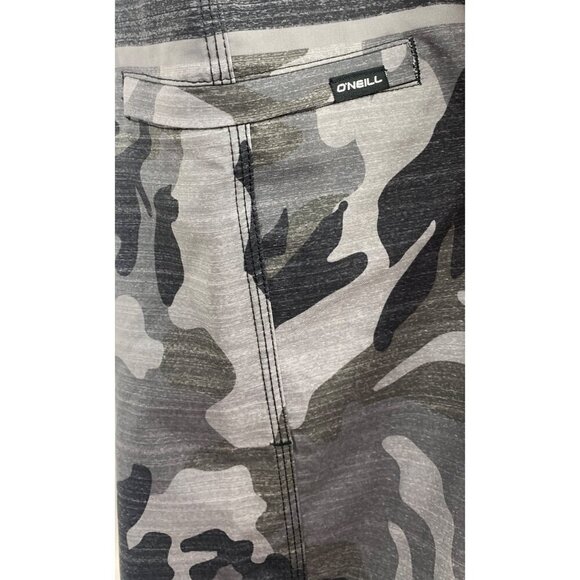 ONeill Mens Camouflage Boardshorts Size 36 Surf Swim Vacation Beach Gray EUC - Picture 6 of 8